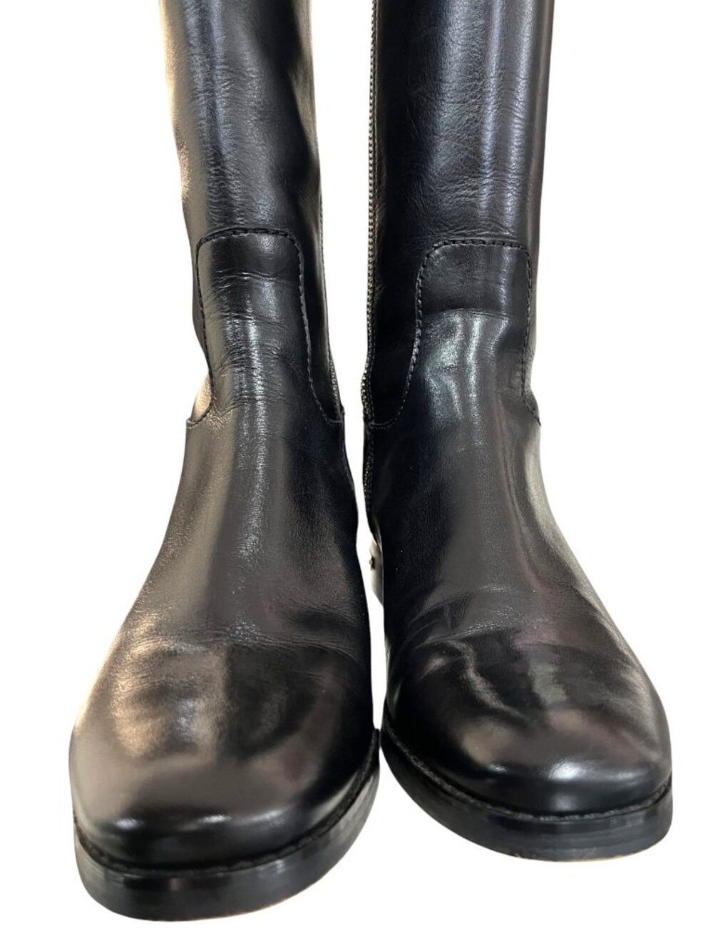 Michael Kors Black & Brown Leather Riding Boots Size 7M - Picture 9 of 11